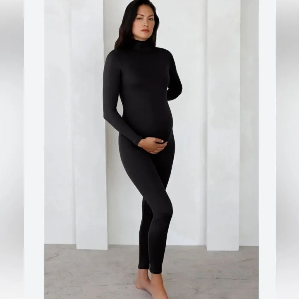 Bumpsuit Jumpsuit Maternity Sz XL Black Long Sleeve Zipper NEW